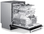 Dishwasher with racks extended